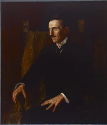 Blauw portret van Nikola Tesla, 1916
